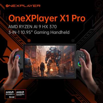 Front view of the OneXPlayer X1 Pro handheld game console with 10.95-inch high-resolution display